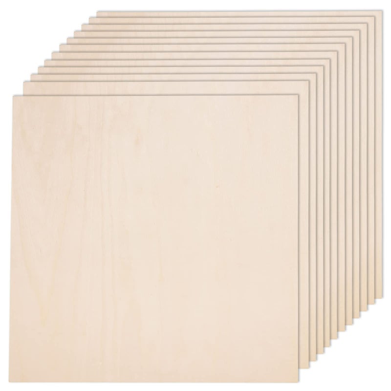 AWIZOM 12 Pack Basswood Sheets for Crafts-12 x 12 x 1/8 Inch- 3mm Thick Plywood Sheets with Smooth Surfaces-Unfinished Squares Wood Boards for Laser Cutting, Wood Burning, Architectural Models, Staining - Image 1