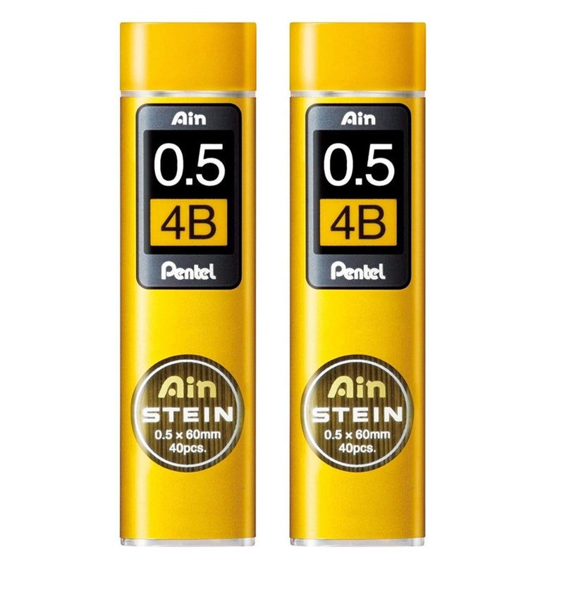 Pentel Ain Stein Mechanical Pencil Lead | Tip Size 0.5 Mm | Lead Of Grade 4B | Pack Of 40 Pcs X 2 Set (C275-4B), Ink black - Image 1
