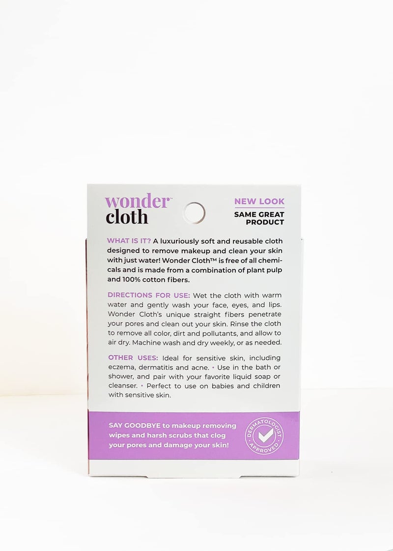 Wonder Cloth (Pack of 2) - All Natural Make-Up Remover Cloth, Removes Makeup Instantly with Just Water, Cleanses and Exfoliates, Machine Washable - Image 2
