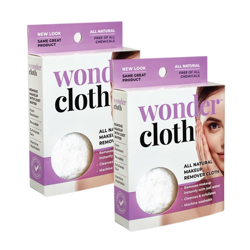Wonder Cloth (Pack of 2) - All Natural Make-Up Remover Cloth, Removes Makeup Instantly with Just Water, Cleanses and Exfoliates, Machine Washable - Image 1