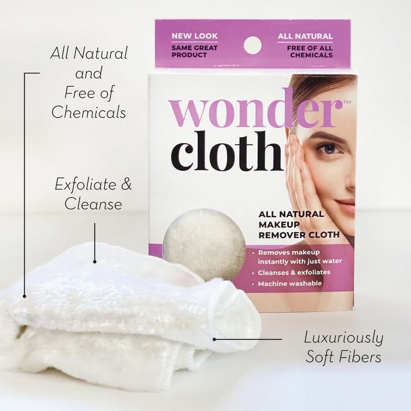 Wonder Cloth (Pack of 2) - All Natural Make-Up Remover Cloth, Removes Makeup Instantly with Just Water, Cleanses and Exfoliates, Machine Washable - Image 3