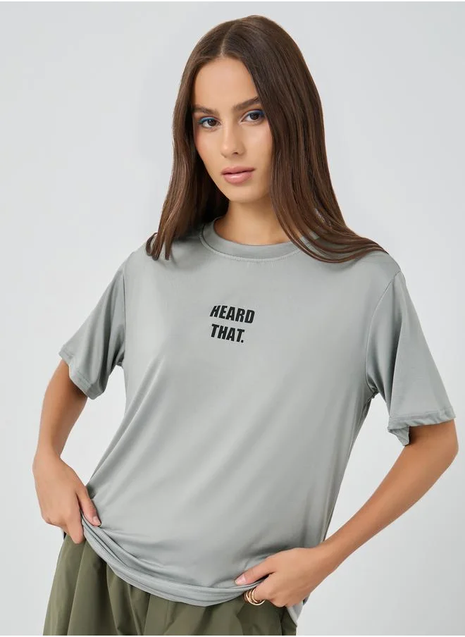 تايك تو Take Two Slogan Print Regular Fit T-Shirt