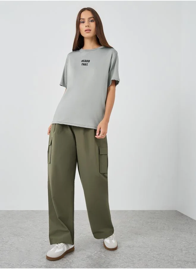 تايك تو Take Two Slogan Print Regular Fit T-Shirt