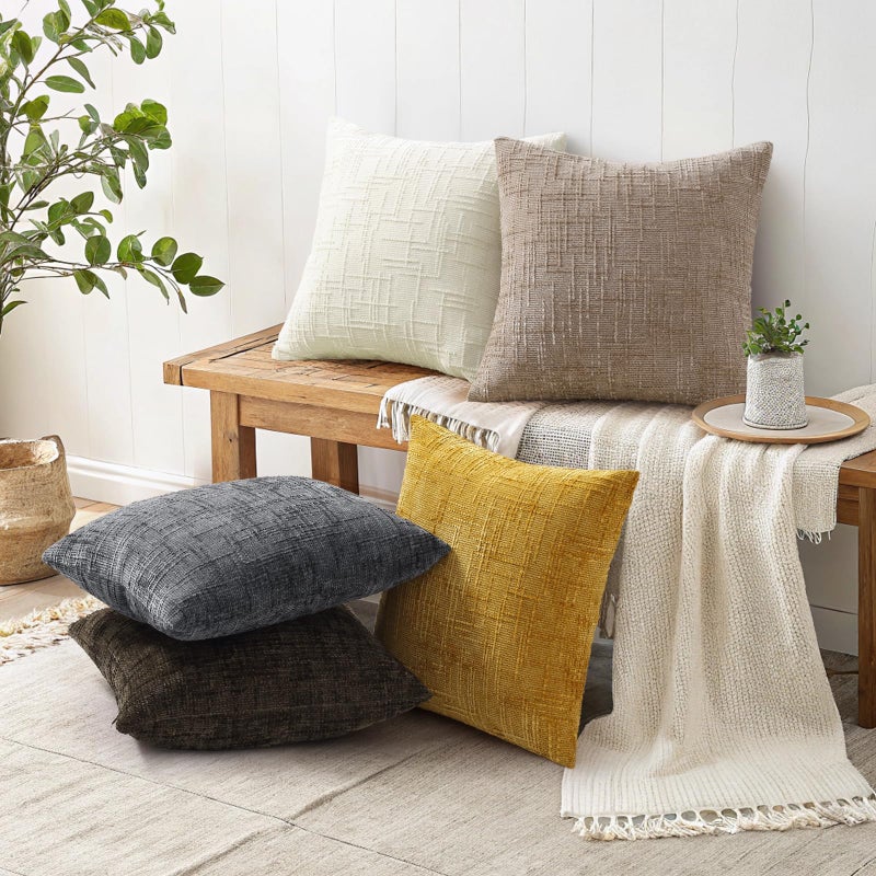 decorUhome Dark Grey Chenille Throw Pillow Covers 18x18 Set of 2 Textured Soft Cozy Slubby Couch Pillow Covers Modern Farmhouse Boho Decorative Pillow Cases for Bed Sofa Living Room - Image 5