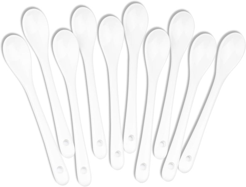 Voeveca White Long Handle Porcelain Spoons Coffee, Tea, Yogurt and Ice-cream, Cutlery Fitting Ceramic Spoons 5.9 Inch Set of 10 (10, 5.9 inch) - Image 1