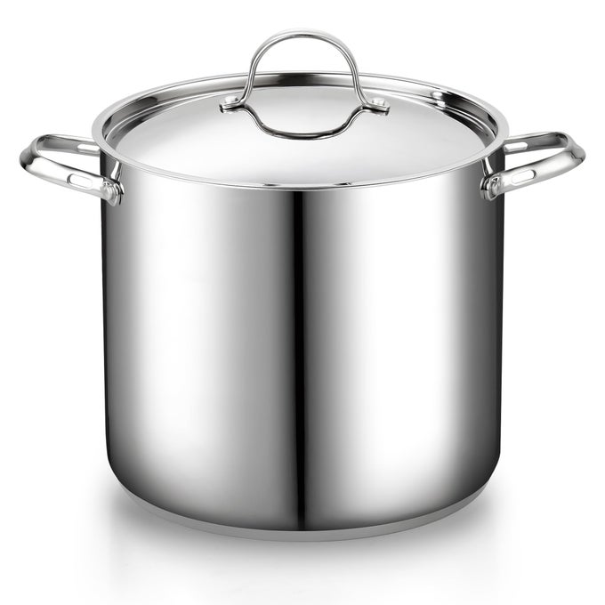 1810 STAINLESS STEEL STOCKPOT 16QUART CLASSIC DEEP COOKING POT CANNING COOKWARE WITH STAINLESS STEEL LID SILVER