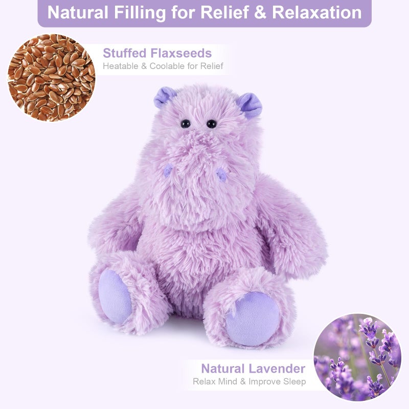 SuzziPals Warmable Hippo Stuffed Animals, Microwavable Stuffed Animal Heating Pads for Period & Stress Relief, Heatable & Coolable Hippopotamus Plush Toy, Cute Plushies Gifts for Kids & Women - Image 3