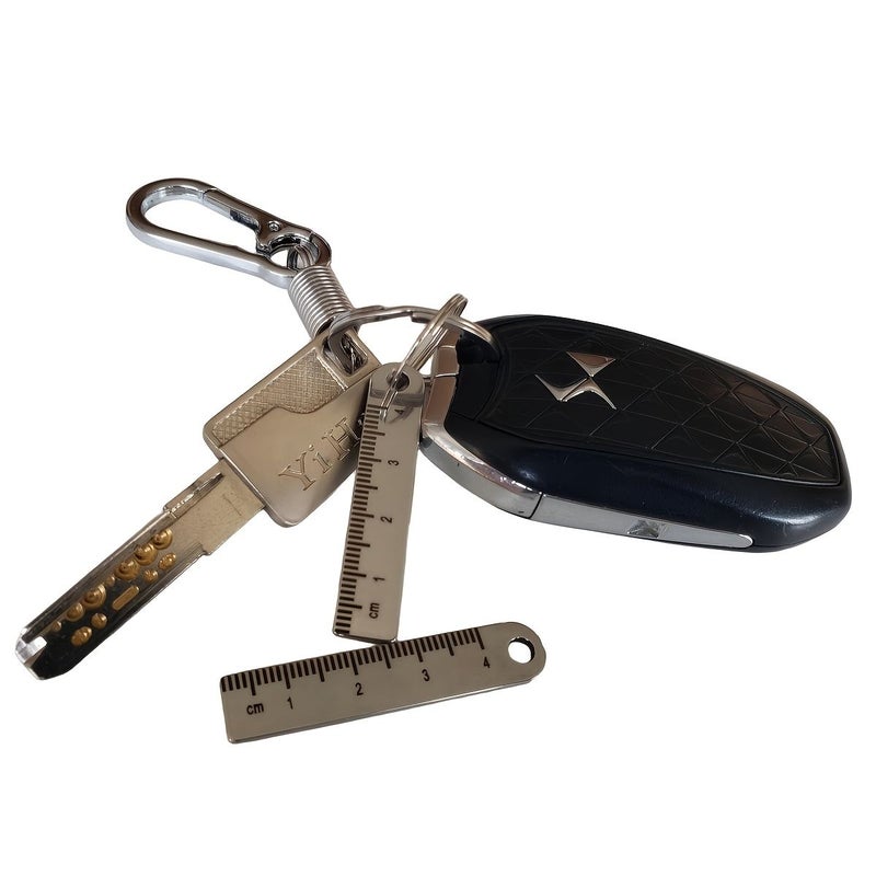 Mini Metal Keychain Ruler Anti Lost Payment Measure Tool Stationery Set For Office School - Image 4