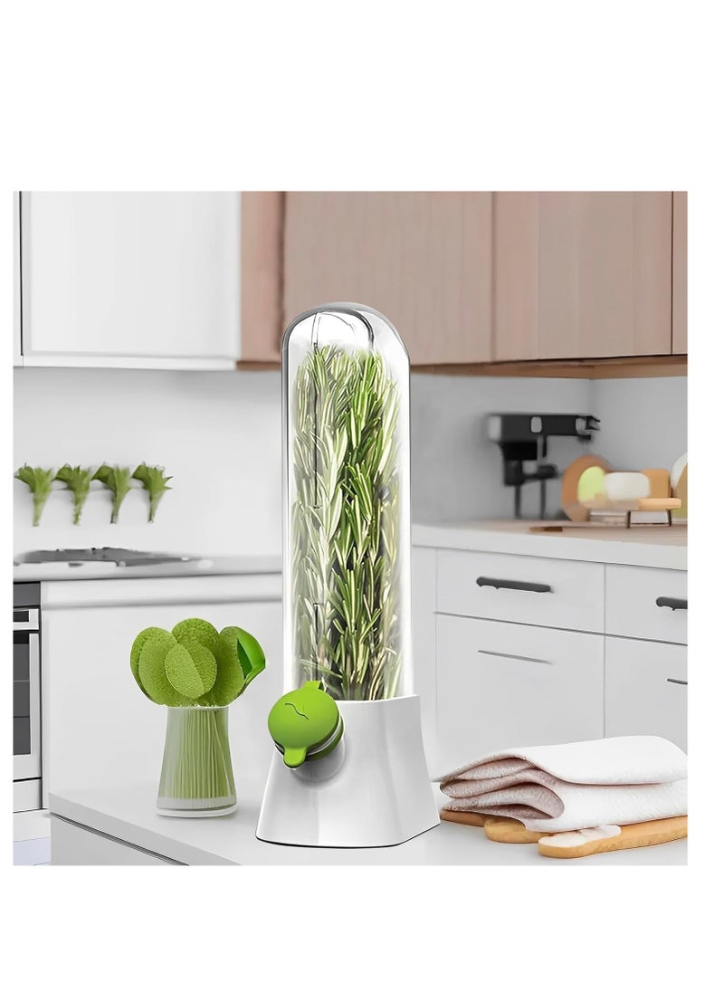 SYOSI - Fresh Herb Keeper, for Refrigerator, Space, Saving Container for Cilantro, Mint, Parsley, and Asparagus, Plastic Storage Container for Herb Preservation - Image 1