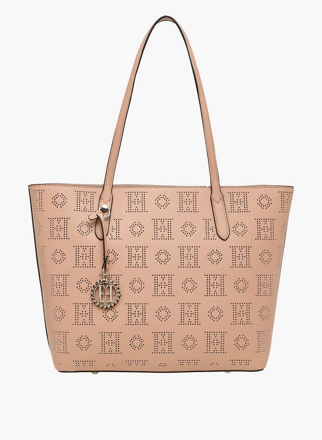 ايل حقيبة يد ليزر مقصوصة بمقبض مزدوج وإغلاق بسحاب - Image 1