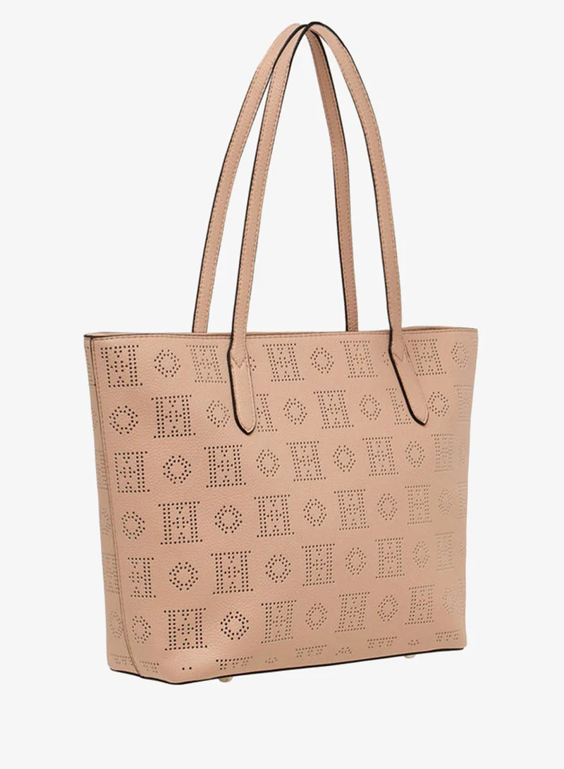 ELLE PINK Laser Cut Tote Bag with Double Handle and Zip Closure for Women | Best Price UAE