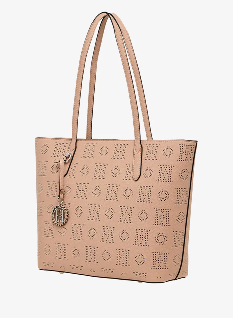 ELLE PINK Laser Cut Tote Bag with Double Handle and Zip Closure for Women | Best Price UAE