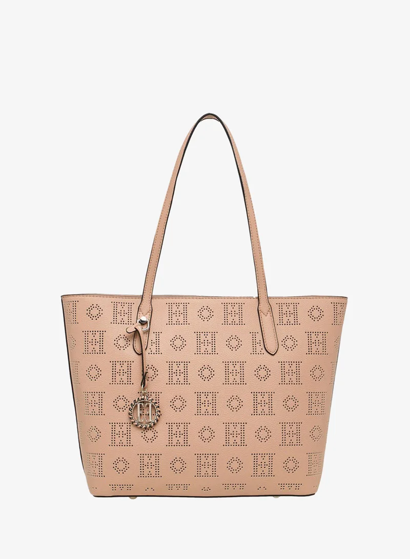 Laser Cut Tote Bag with Double Handle and Zip Closure