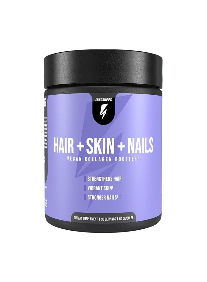 INNOSUPPS Hair + Skin + Nails | Vegan Collagen Booster | Biotin, Verbasnol, B12, Horsetail Herb Powder | 60 Capsules  - Image 1