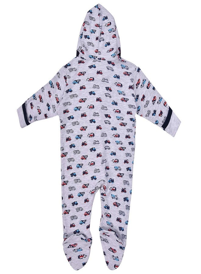 MAGIC TOWN Babyneeds New Born Baby Multi-Color Long Sleeve Cotton Sleep Suit Romper for Boys and Girls Set of 2 - Image 3