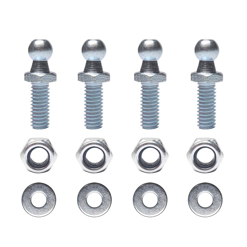 Beneges 4 Pair 10mm Ball Studs with Hardware Lock Nuts Washers 5/16-18 Thread x 3/4" Long Shank for Universal Gas Lift Support Strut End Fittings - Image 1