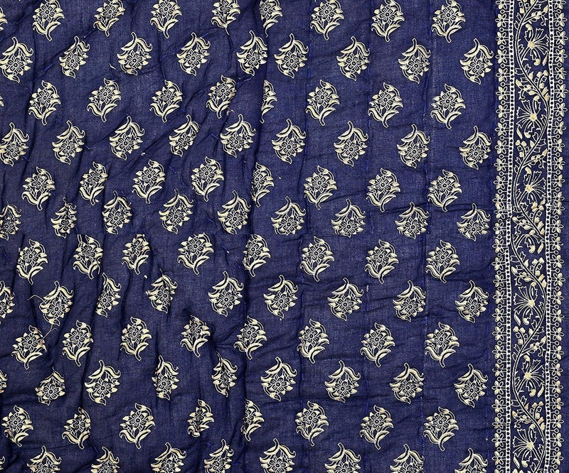 Generic DEILYVERY Jaipuri lightweightPure Cotton Traditional Rajasthani Print Blue Colour Single Bed Quilt/Razai/Rajai-Set of 2  - Image 5