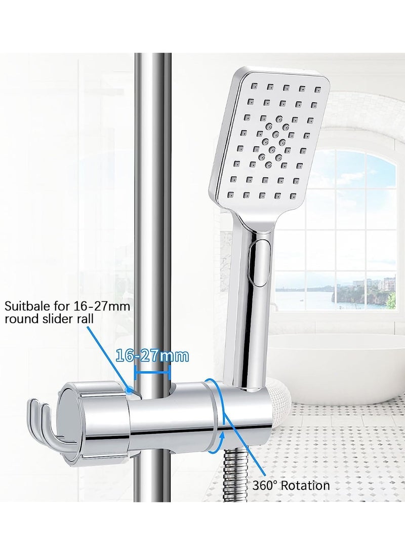 Excefore - Shower Head Holder, Shower Holder Bracket 16-27 mm Diameter Chrome-Plated + ABS Design Hand Adjustable Shower Head Holders Replacement Easy Installation for Slide Rod Includes 2 Hooks - Image 1
