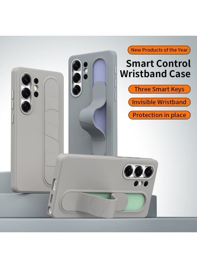 Soft Silicone Invisible Slide Wristband Phone Case For Samsung Galaxy S25/S26 Ultra, Independent Smart Buttons Shockproof Matte Protective Cover - Image 5
