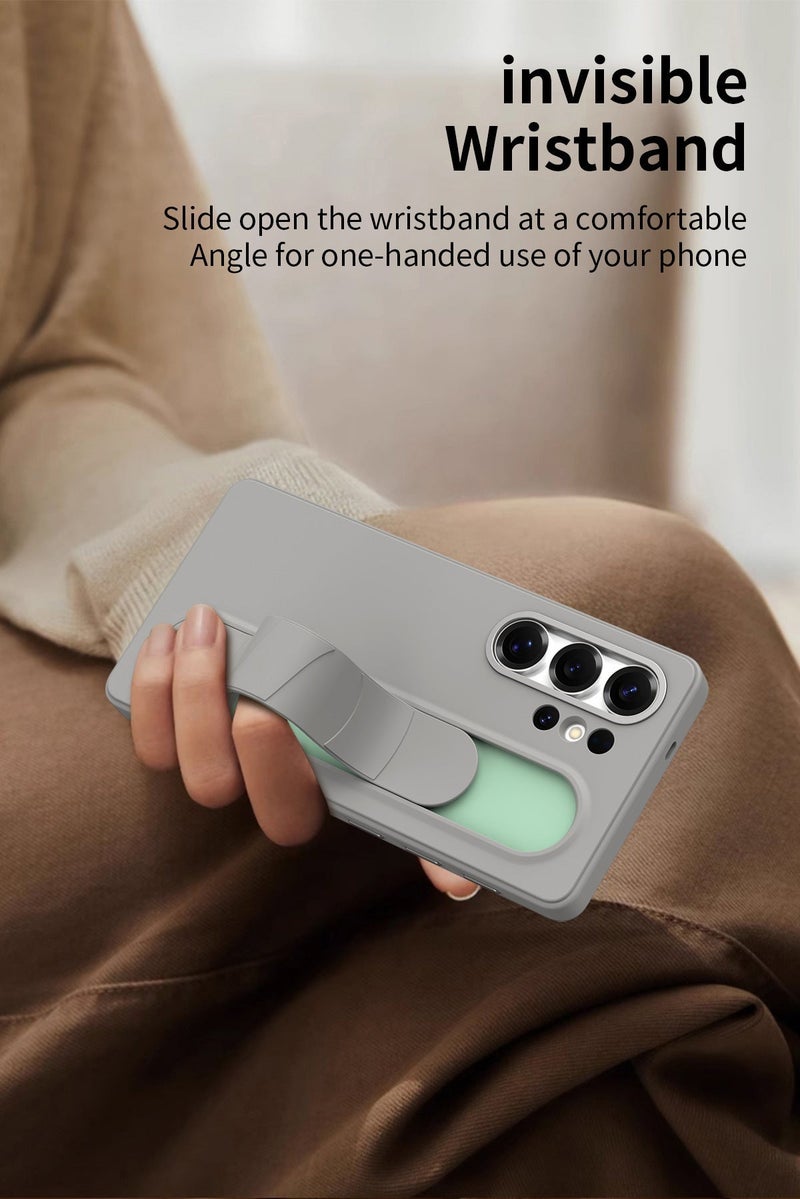 Soft Silicone Invisible Slide Wristband Phone Case For Samsung Galaxy S25/S26 Ultra, Independent Smart Buttons Shockproof Matte Protective Cover - Image 1
