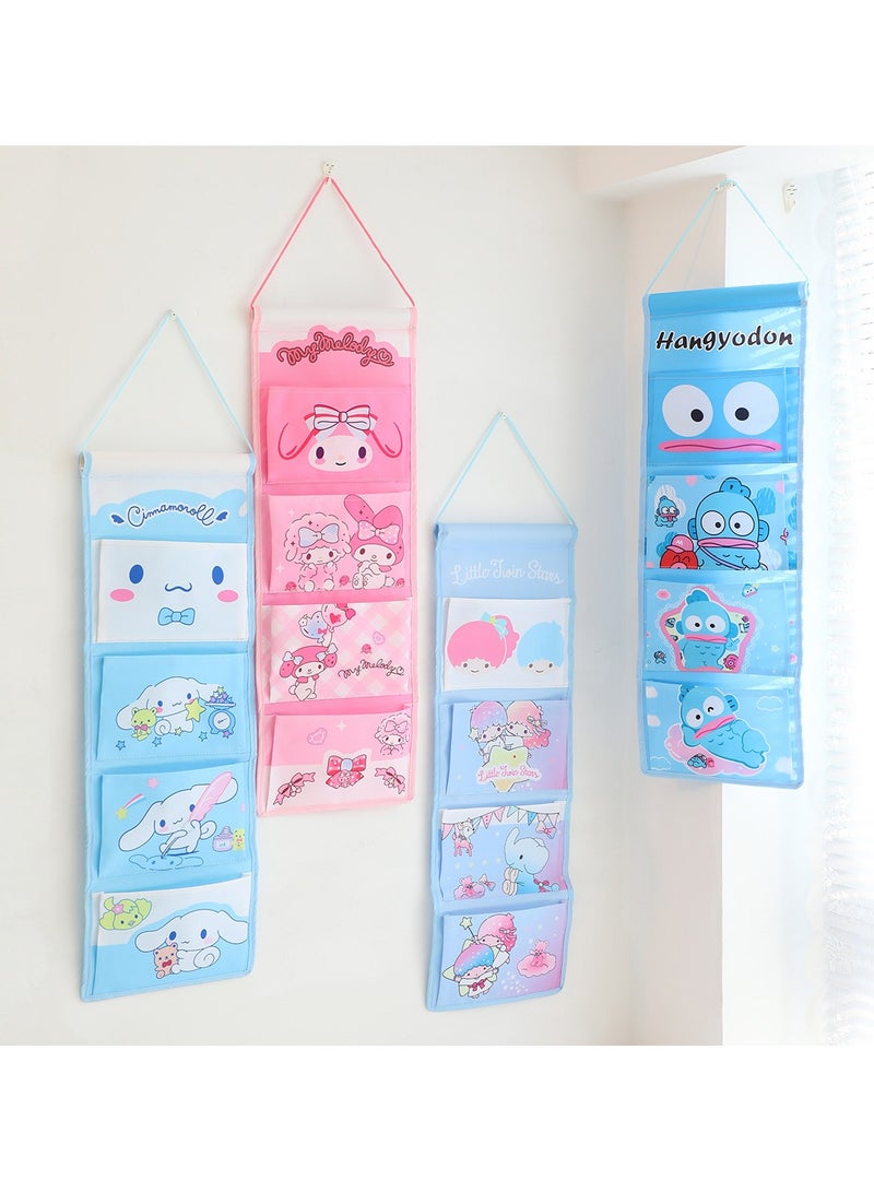 general 4 Pieces Cute Cartoon Hanging Closet Organiser and Storage Cabinet, 4 Shelves Closet Hanging Storage Shelf Girls Bedroom - Image 1