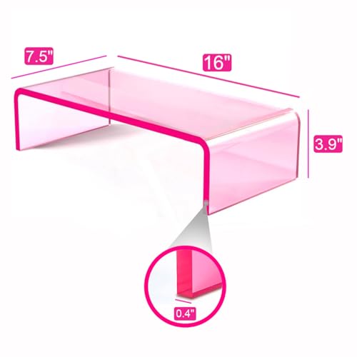 CalorMixs Ergonomic Acrylic Monitor Stand with Storage - Bright Pink Desktop Organizer for Back Pain Relief & Space Saving, Stylish & Modern Desktop Organizer(Home/Office Use) - Image 5