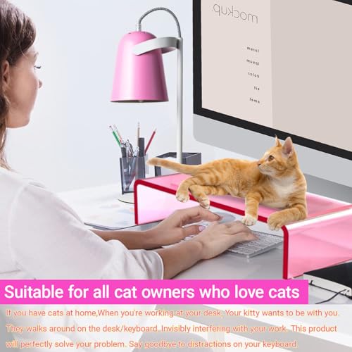 CalorMixs Ergonomic Acrylic Monitor Stand with Storage - Bright Pink Desktop Organizer for Back Pain Relief & Space Saving, Stylish & Modern Desktop Organizer(Home/Office Use) - Image 4