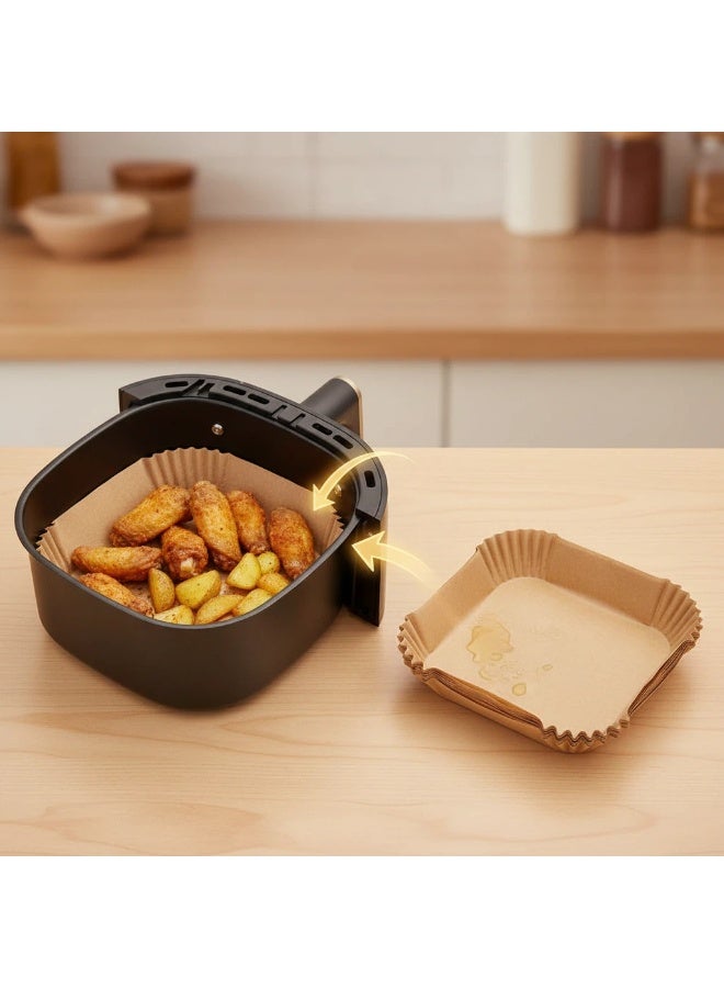 Disposable Air Fryer Non-stick Paper Liners, 100 Sheets (9 inches Unbleached, Suitable for Microwave Baking) - Image 3