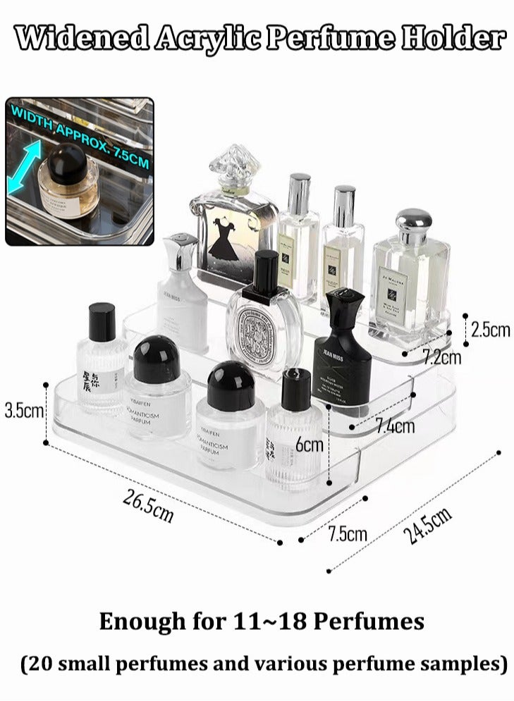 Clear Acrylic Perfume Organizer, Widen 3-Tiered Perfume Holder, Sturdy Display Stand for Cosmetics, Lotion, Skincare, Figurines and Seasoning Jars, Transparent Storage Rack For Dresser, Bathroom, Kitchen Countertop Cabinet, No Assembly Display Risers - Image 2