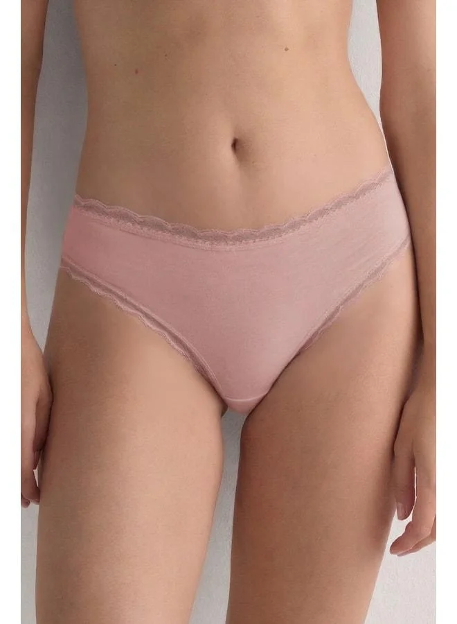 Aytuğ Corn Modal Lace Cheeky Thong Salmon.