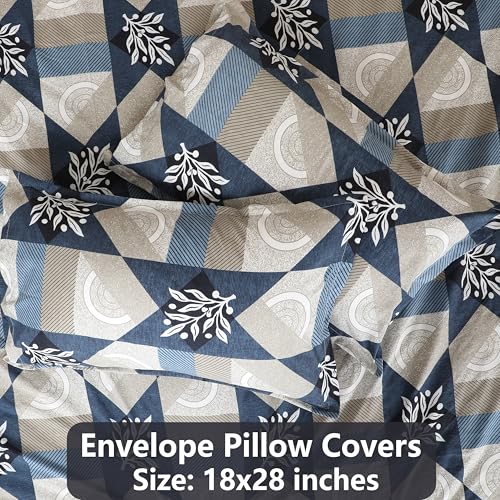 AVI 180 TC Bedsheet King Size Bed Glace Cotton with 2 Pillow Covers | 110 GSM Soft Brushed Microfiber King Size Bedsheet Cotton - Breathable & Wrinkle Free - (223 x 241 CM, Blue & Grey) - Image 5