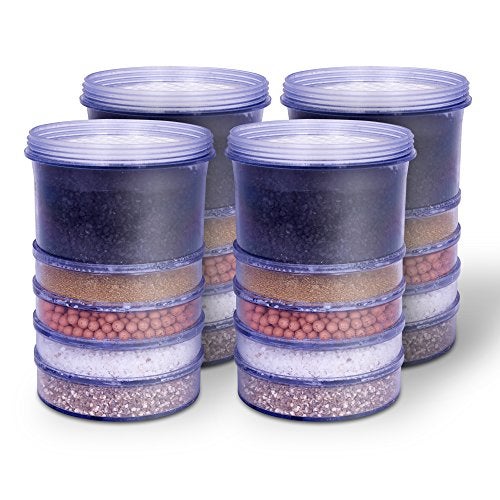 Ronaqua 5-Stage Replacement Mineral Filter Cartridge for Countertop & Water Coolers. 5 layers of filtration & mineralization. Removes granular impurities to provide a brilliant sparkle in water (Set of 4) - Image 1