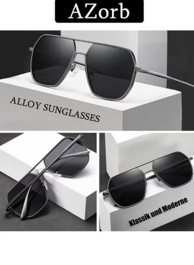 AZorb Polarized  Aviator Sunglasses for Men Women Shades Magnesiu Aluminum Alloy Metal Frame Men's Sun Glasses UV400 Protection for Drive Fishing Travel Sunglasses Black - Image 2