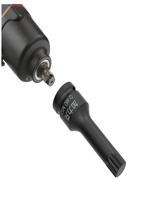 FOCMKEAS 1/2-Inch Drive x M12(12mm） Impact XZN Triple Square Spline Bit Socket, Metric Lengthen Screwdriver Socket Adapter, 3-Inch Length, CR-MO Steel, One-Piece Construction, Black - Image 5