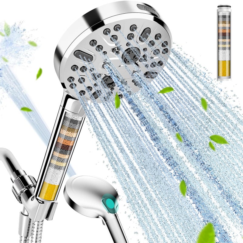Cobbe Filtered Shower Head with Handheld, High Pressure 9 Spray Mode Showerhead with Filters, detachable shower head, Water Softener for Hard Water Remove Chlorine and Harmful Substance,Chrome - Image 1