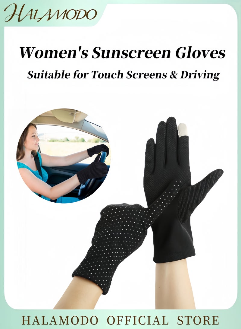 HALAMODO Women's Sunscreen Gloves Riding Touch Screen Outdoor UV Protection Gloves Thin Driving Gloves Breathable Lightweight Cycling Gloves for Outdoor Activities  - Image 1