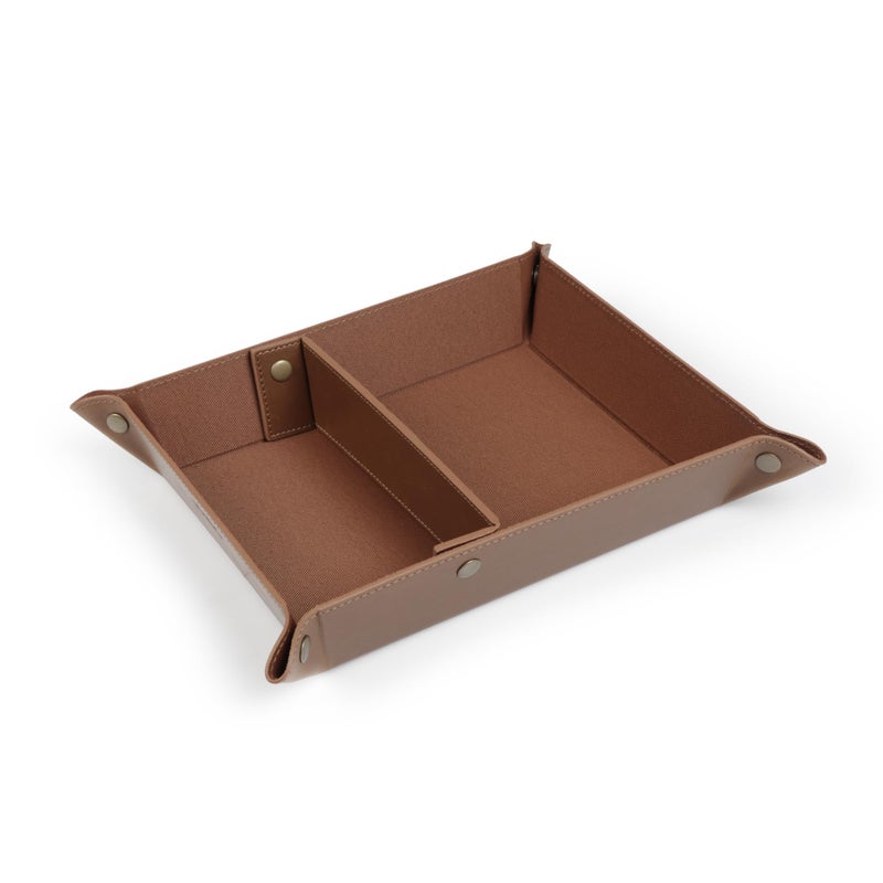 Londo Leather Tray Organizer - Practical Lightweight Water Resistant Computer Table Desk Storage Box for Wallets, Watches, Keys, Coins, Cell Phones and Office Equipment - Image 1