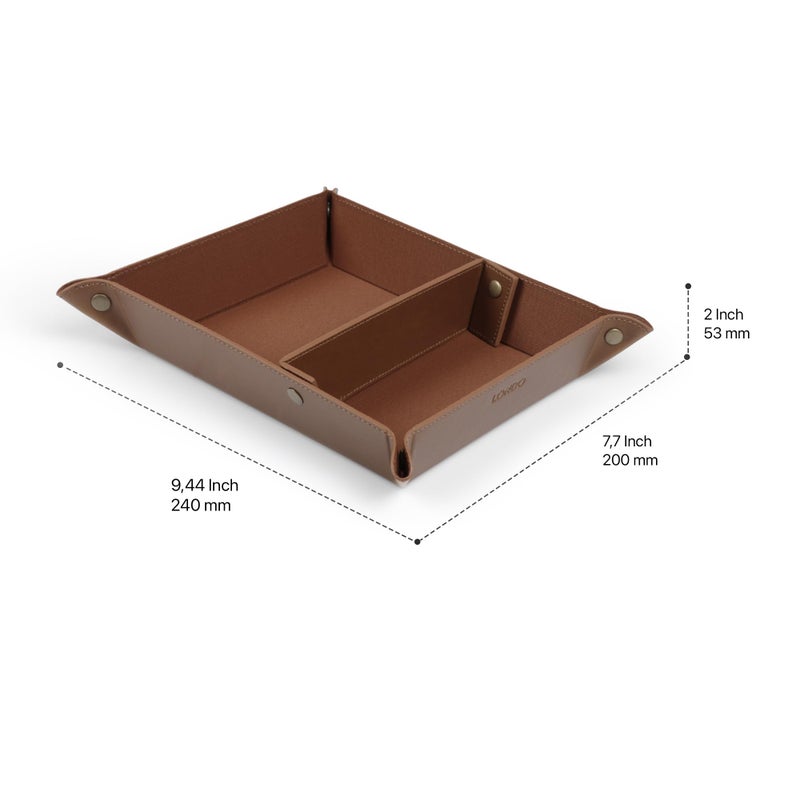 Londo Leather Tray Organizer - Practical Lightweight Water Resistant Computer Table Desk Storage Box for Wallets, Watches, Keys, Coins, Cell Phones and Office Equipment - Image 5