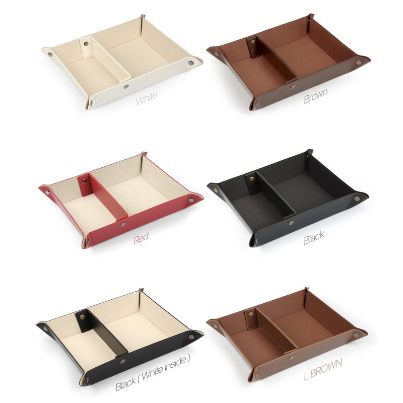 Londo Leather Tray Organizer - Practical Lightweight Water Resistant Computer Table Desk Storage Box for Wallets, Watches, Keys, Coins, Cell Phones and Office Equipment - Image 3
