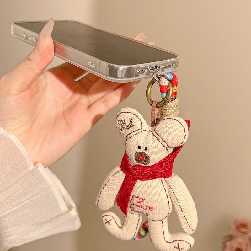 Korean Handmade Plush Cartoon Pendant Doll Keychain – Cute Bag Accessory - Image 4