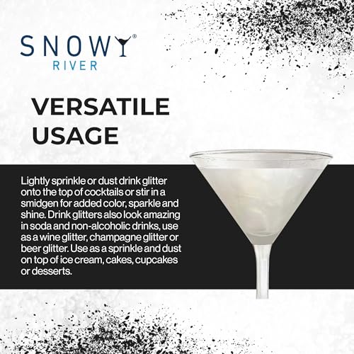 Snowy River تألق كوكتيل قابل للأكل من سنوي ريفر - جليتر مشروبات طبيعي قابل للأكل للكوكتيلات، النبيذ، الشمبانيا والصودا، مثالي للحفلات أو لتزيين الكعك (4 جرام، تألق) - Image 3