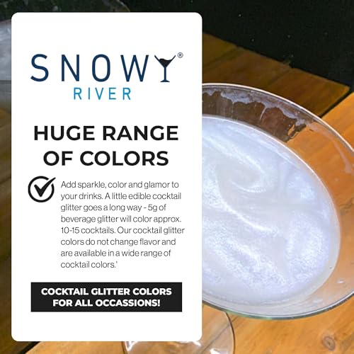 Snowy River تألق كوكتيل قابل للأكل من سنوي ريفر - جليتر مشروبات طبيعي قابل للأكل للكوكتيلات، النبيذ، الشمبانيا والصودا، مثالي للحفلات أو لتزيين الكعك (4 جرام، تألق) - Image 4