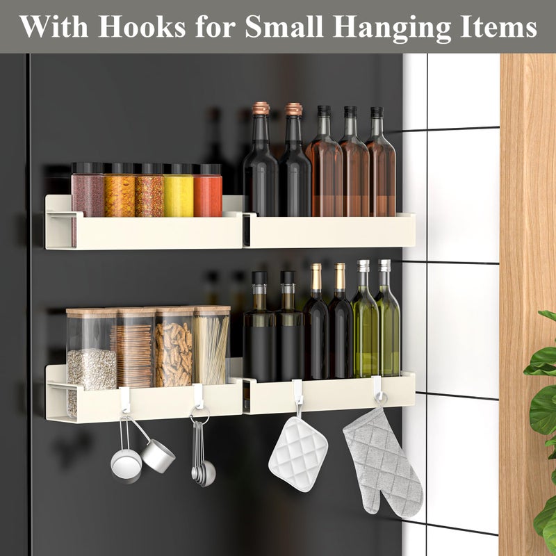 HuggieGems 4 Pack Magnetic Spice Rack Organizer for Refrigerator and Oven, Cream White Fridge Organizers and Storage for Kitchen - Image 2