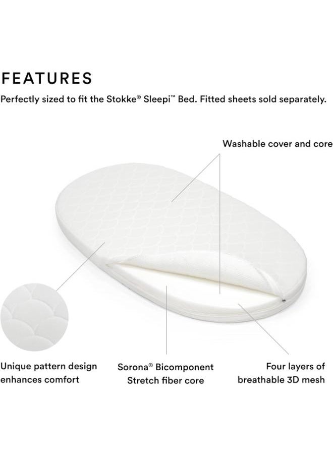 STOKKE - Sleepi Mattress, White Four Layers of Breathable 3D Mesh For Safe Sleep offers Comfort And Support For Children Washable - Image 1
