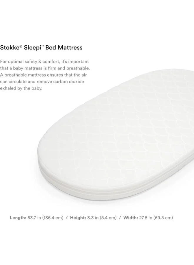 STOKKE Sleepi Mattress, White Four Layers of Breathable 3D Mesh For Safe Sleep offers Comfort And Support For Children Washable