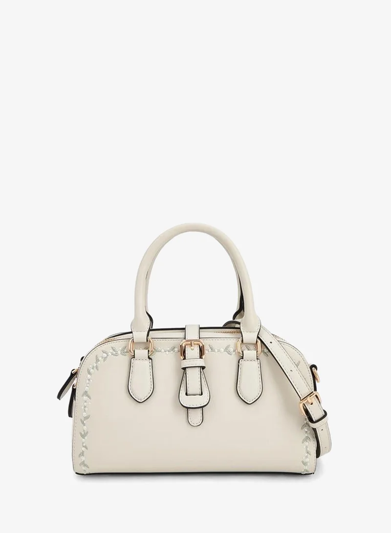 Floral Embroidered Tote Bag With Double Handle