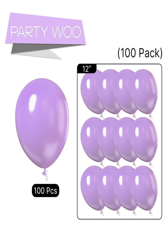 PartyWoo Lavender Balloons 100pcs 12 Inch Light Pastel Purple Lilac Purple Latex Helium Balloons for Birthday Baby Shower Graduation Wedding Anniversary Bridal Shower Party Decorations Purple-Q10 - Image 5