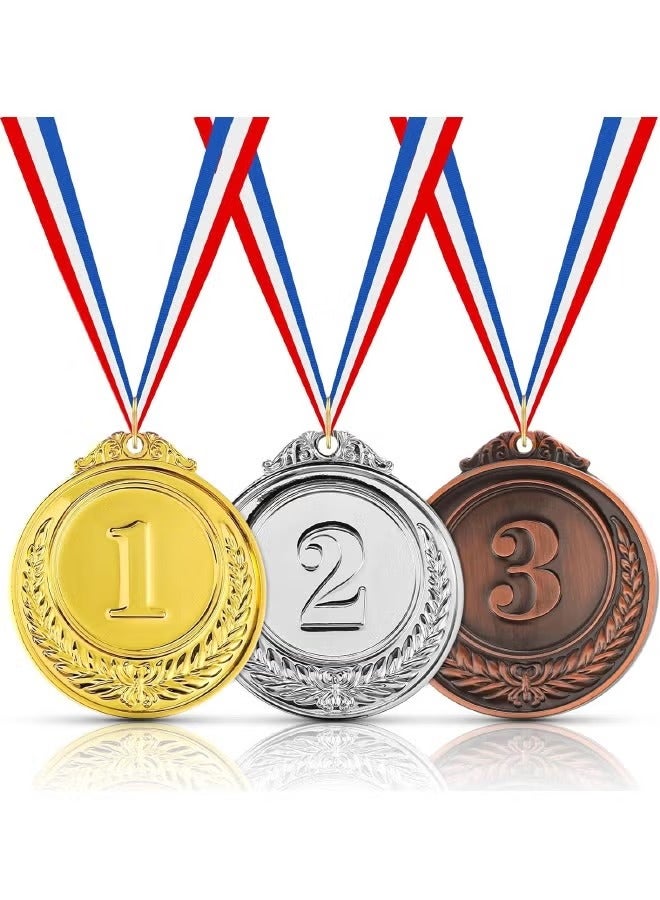 3 ميداليات، ميدالية ذهبية وفضية برونزية مع شريط، جوائز الفائز بالميدالية المعدنية للمركز الأول والثاني والثالث، جوائز الفائز بالنمط الأولمبي للرياضة، والحفلات، والبطولات، والمسابقات (القطر: 2.56 بوصة) - Image 1