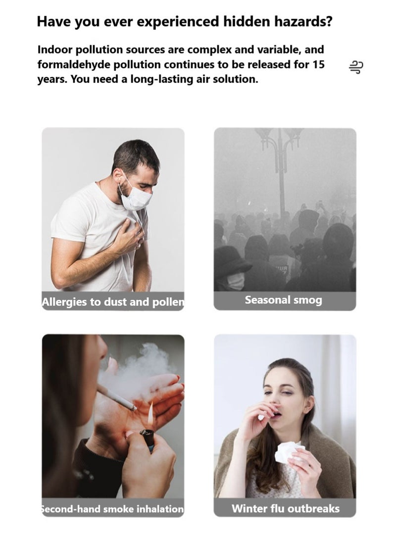 تشانجلي منقي هواء للمنزل والمكتب وفلتر هواء الغرفة الكبيرة مع مستشعر ذكي PM2.5، منقي هواء مع وضع السكون ومؤقت، يزيل الغبار والمواد المسببة للحساسية والروائح، ويمكنه تصفية الفورمالديهايد والكائنات الدقيقة ， يزيل حبوب اللقاح وشعر الحيوانات الأليفة - Image 4