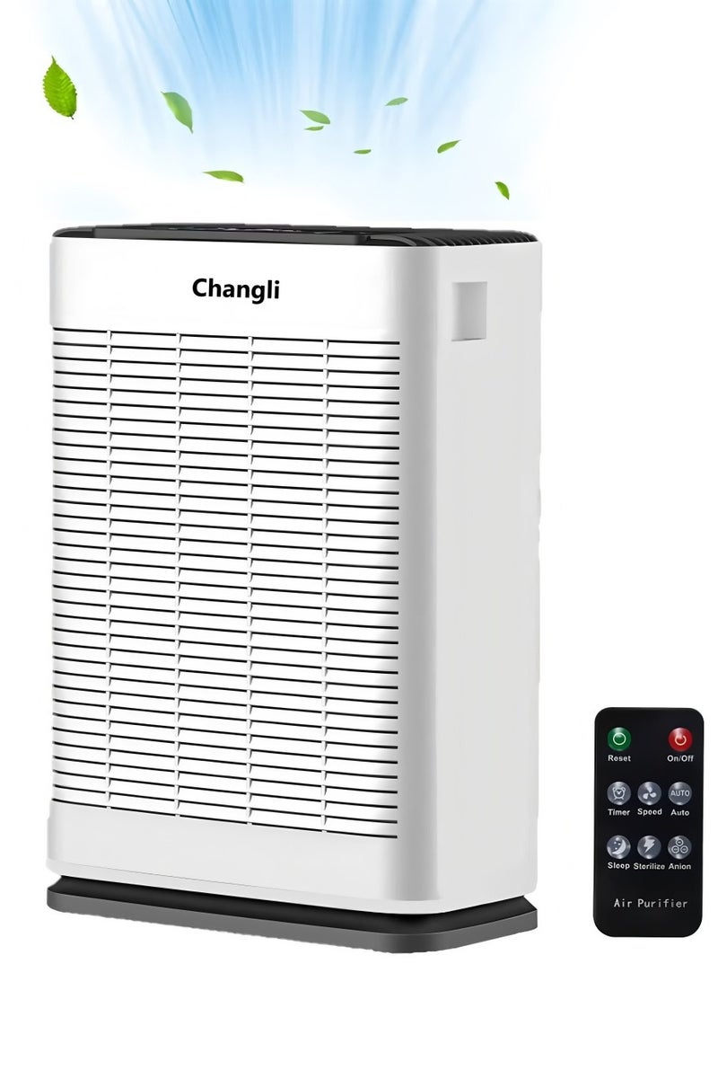 تشانجلي منقي هواء للمنزل والمكتب وفلتر هواء الغرفة الكبيرة مع مستشعر ذكي PM2.5، منقي هواء مع وضع السكون ومؤقت، يزيل الغبار والمواد المسببة للحساسية والروائح، ويمكنه تصفية الفورمالديهايد والكائنات الدقيقة ， يزيل حبوب اللقاح وشعر الحيوانات الأليفة - Image 2